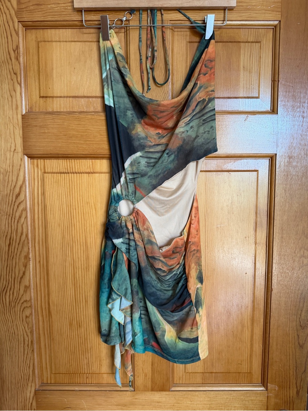 Fashion Nova Abstract Print Halter Cutout Mini Dress - Size S